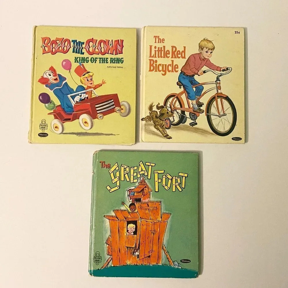 Vintage Lot of 3 Whitman Bozo The Clown Little Red Bicycle Great Fort Books